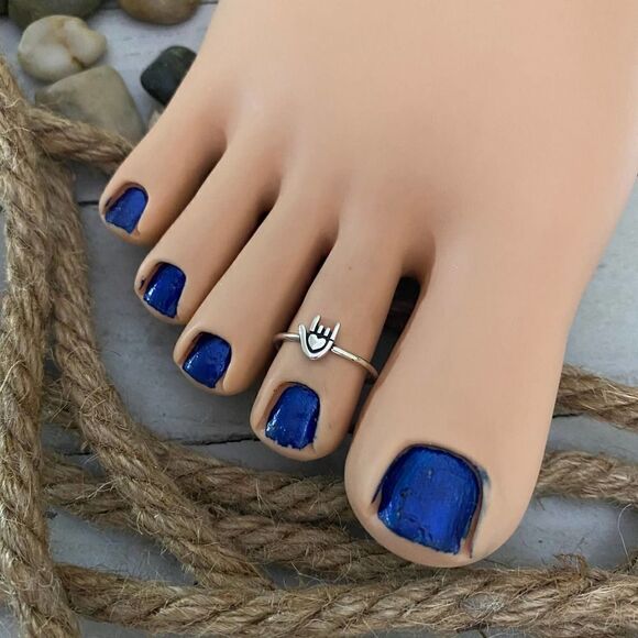 Sterling Silver I Love You Sign Toe Ring Midi Ring - Picture 1 of 3